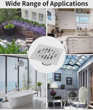 Vierkante Douchegoot met Uitneembare Deksel - RVS Afvoer voor Badkamer, Keuken, Tuin
