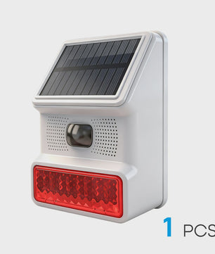 Solar Bewegingsmelder Alarm met Sirene, Stroboscooplicht & IP65 Waterdicht - Veilige Woningbeveiliging