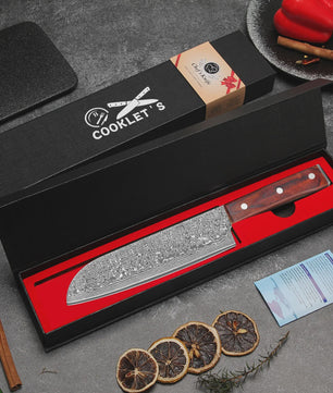 Professioneel Damascus Koksmes - 30cm VG10 Staal, Ergonomisch Hout, Luxe Geschenkdoos