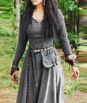 Middeleeuwse Maxi Jurk voor Dames - Vintage Elf/Renaissance Stijl met Lange Mouwen
