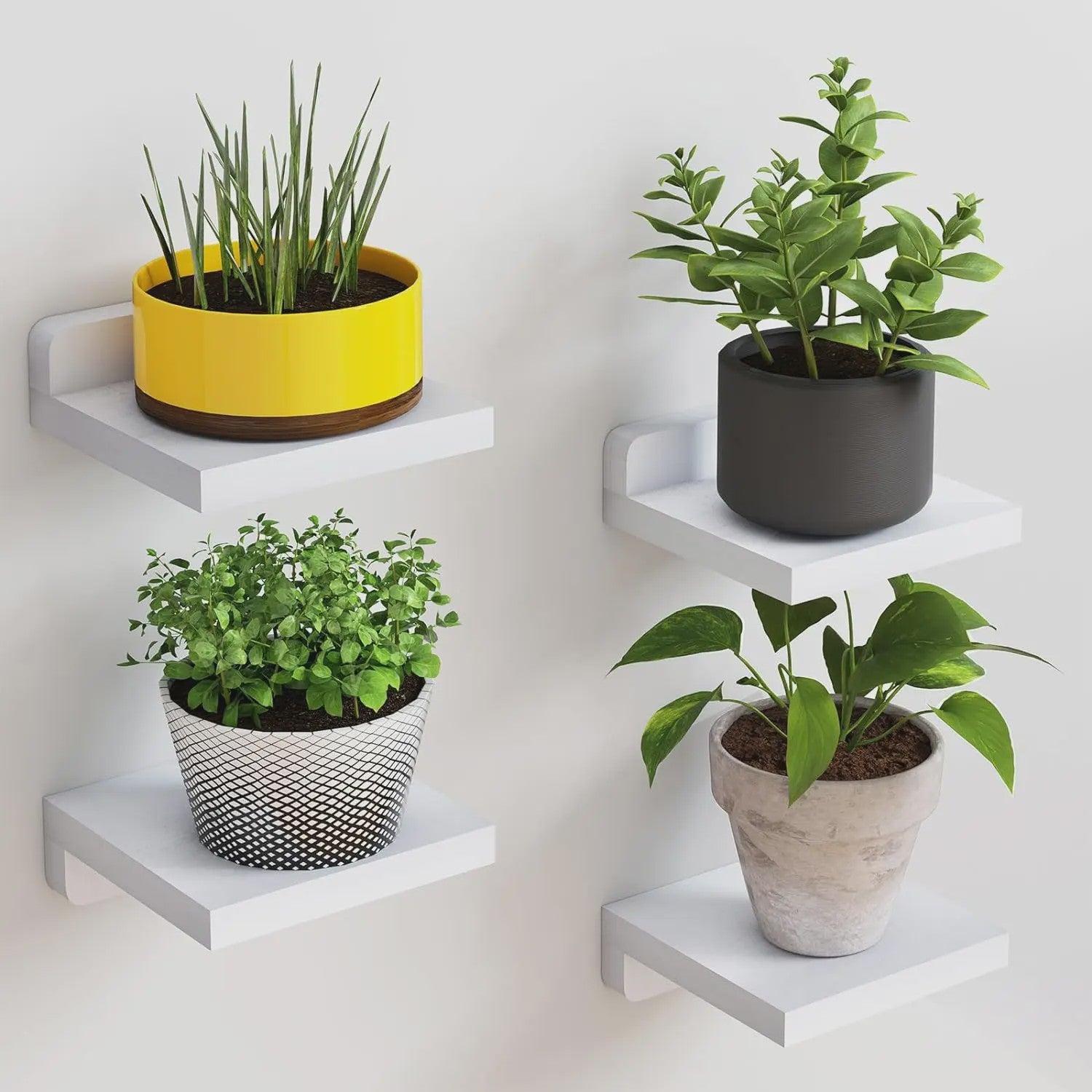 4x Kleine Drijvende Planken voor Wandmontage - 5 Inch Houten Display Ledges - Decoratie voor Elke Kamer