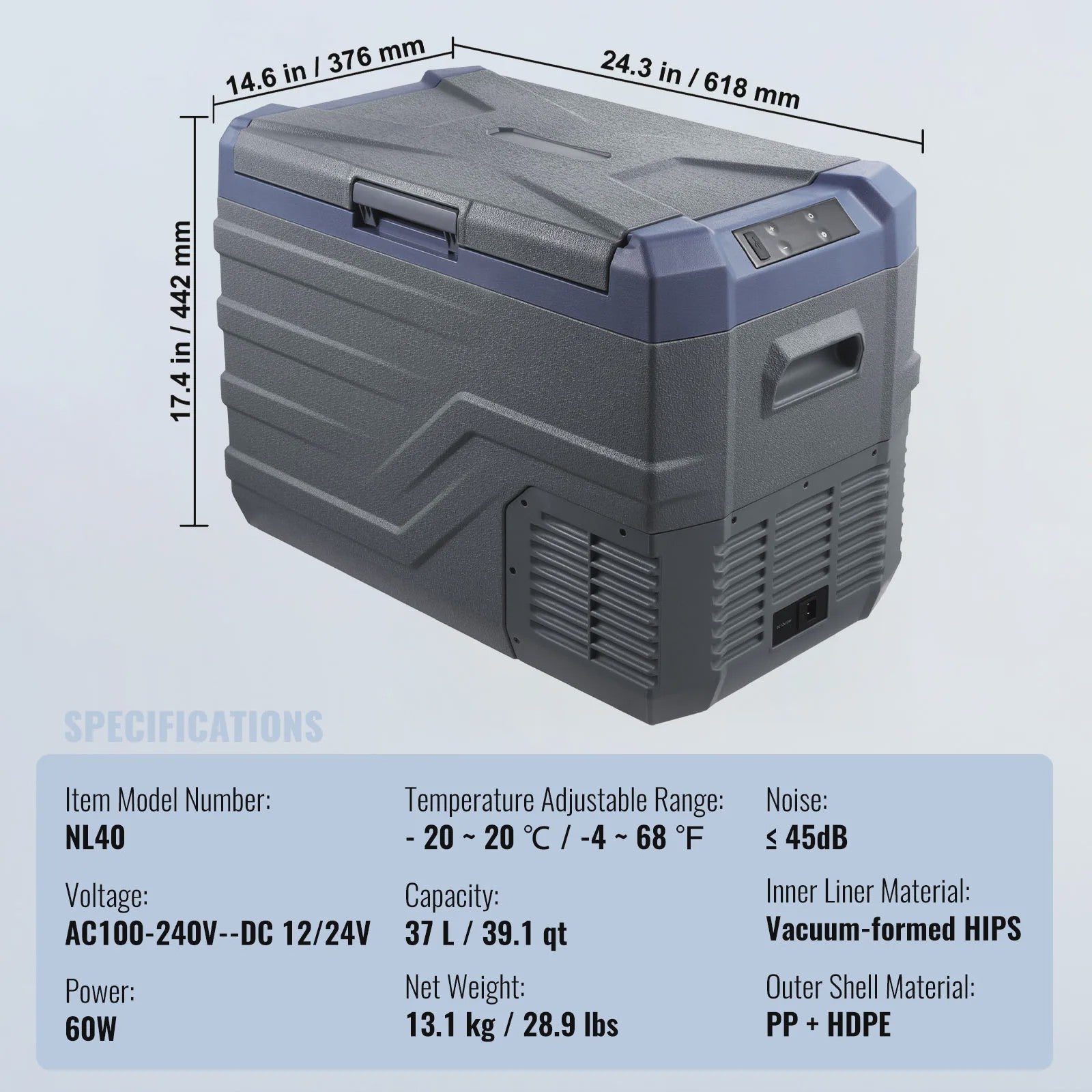 Draagbare Dubbel Zone Vriezer Koelkast met Compressor - 12/24V DC & AC