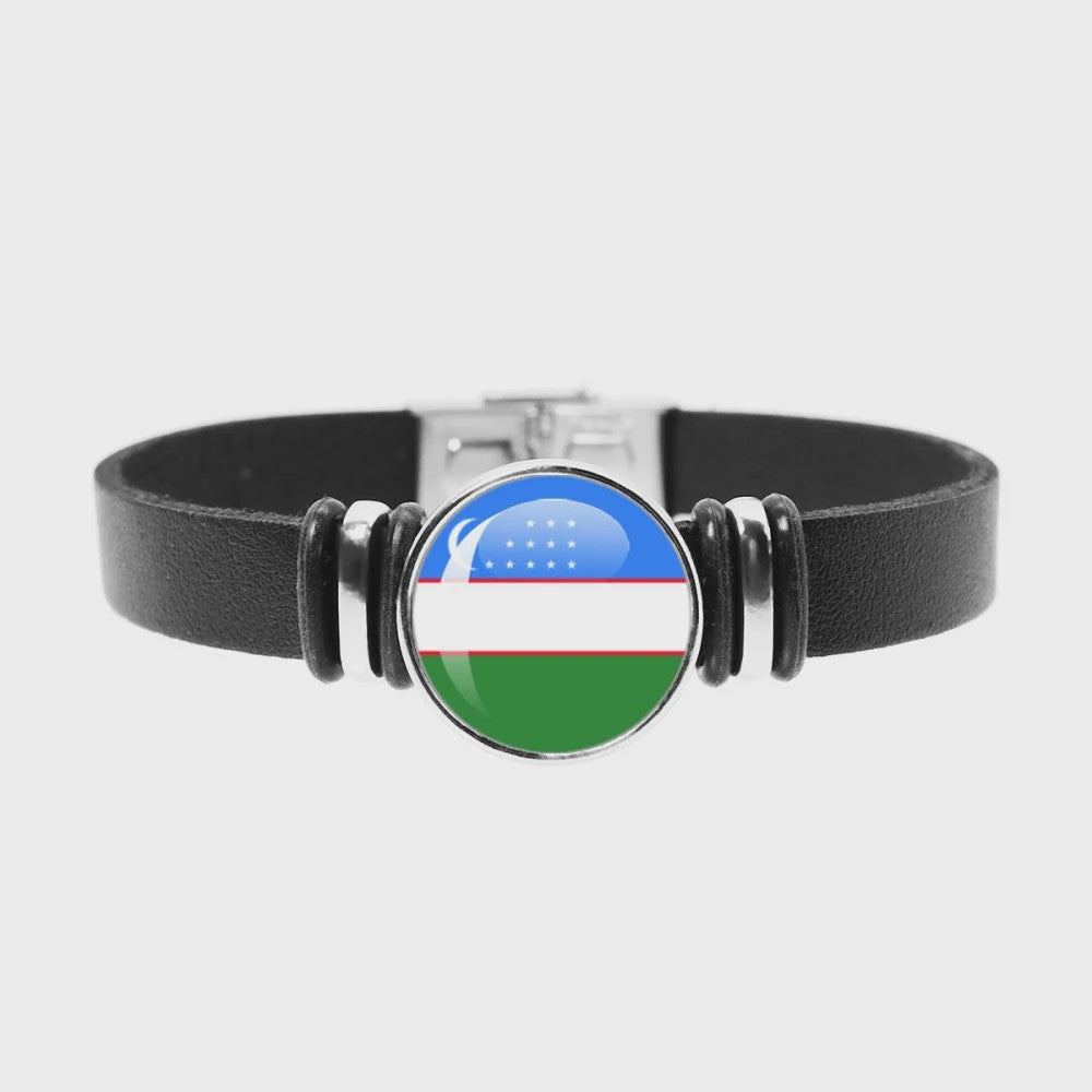 Leren Armband met Vlag van [Land] - Stijlvolle Bangle voor Dames en Heren