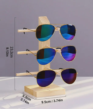 Houten Brillen Display Standaard - 5 Lagen Opbergrek voor Zonnebrillen en Optische Brillen