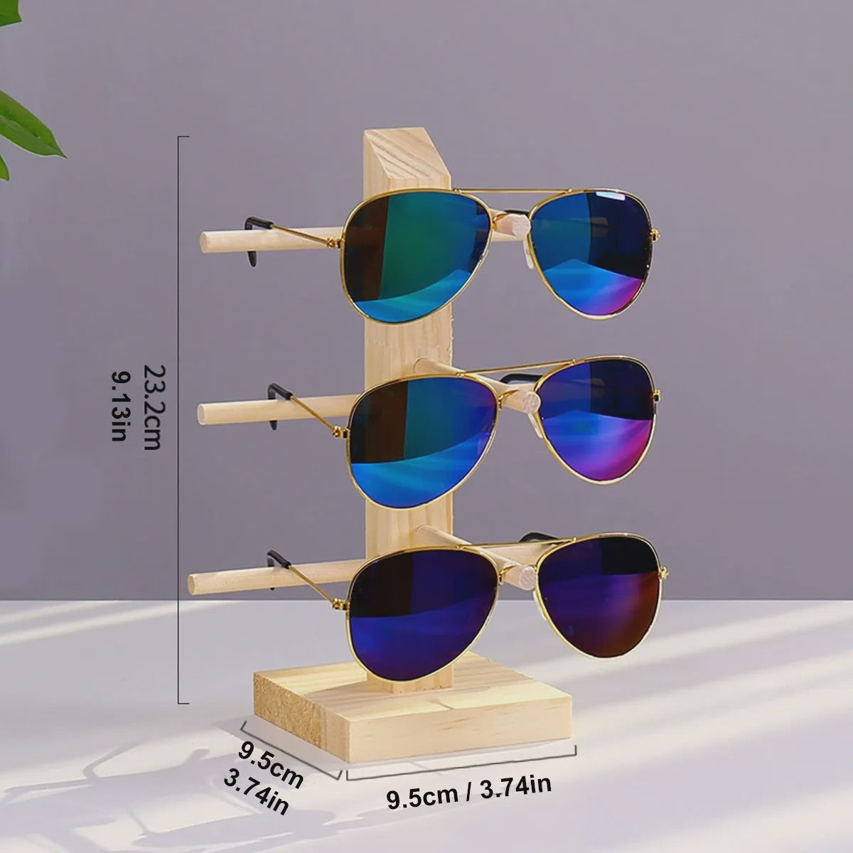 Houten Brillen Display Standaard - 5 Lagen Opbergrek voor Zonnebrillen en Optische Brillen