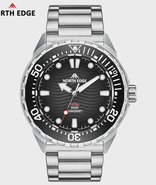 NORTH EDGE TRITON Heren Duikhorloge - Solar Powered, 300M Waterdicht, RVS