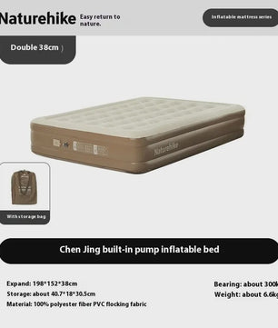 Naturehike Luchtbed 38cm Zelfopblazend met Ingebouwde Pomp - Comfortabel Kampeerbed voor 2-3 Personen
