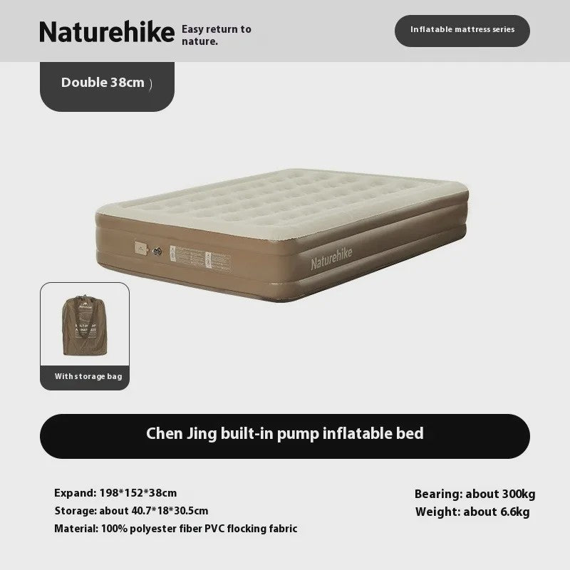 Naturehike Luchtbed 38cm Zelfopblazend met Ingebouwde Pomp - Comfortabel Kampeerbed voor 2-3 Personen
