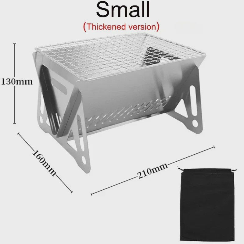 Compacte RVS Vouwbare Barbecue Grill - Draagbaar & Multifunctioneel voor Camping en Buiten