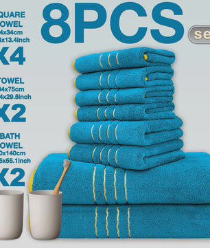Luxe 8-delige Koraal Fleece Handdoekenset - Zacht, Absorberend & Sneldrogend