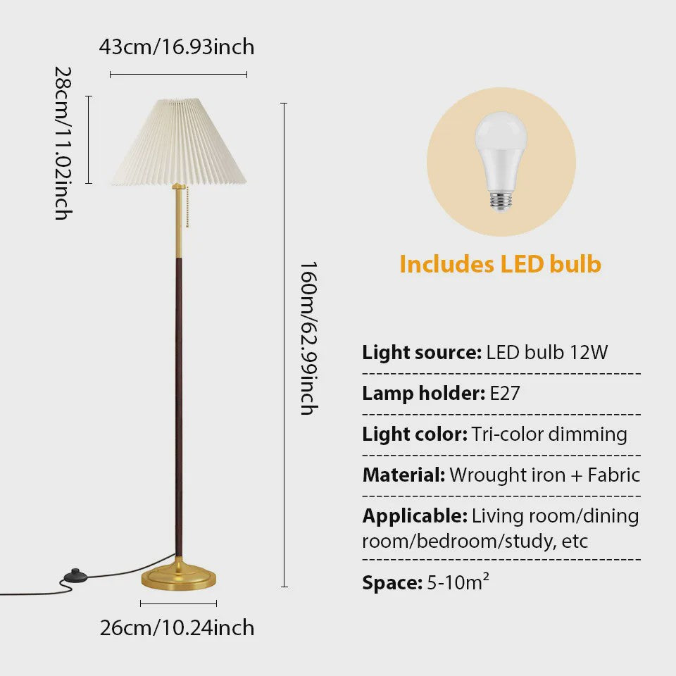 Moderne Plissé Stoffen Vloerlamp met 3 Kleurtemperaturen & Voetschakelaar | Sfeerverlichting voor Woonkamer, Slaapkamer, Kantoor