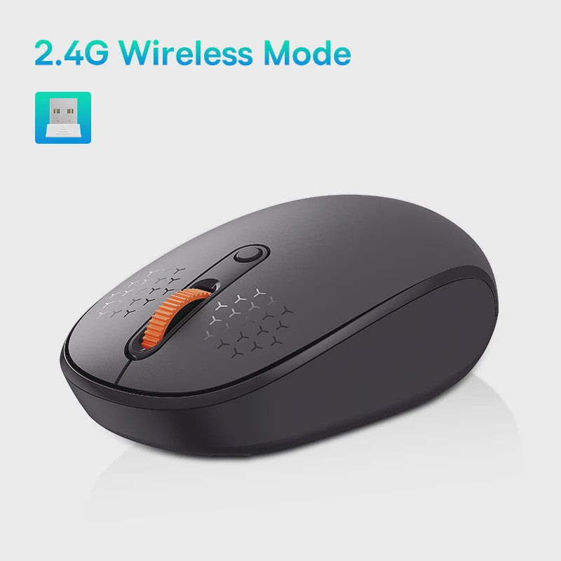 Baseus Draadloze Muis: Bluetooth & 2.4GHz, 1600DPI, Stille Kliks - Perfect voor PC, MacBook & Tablet