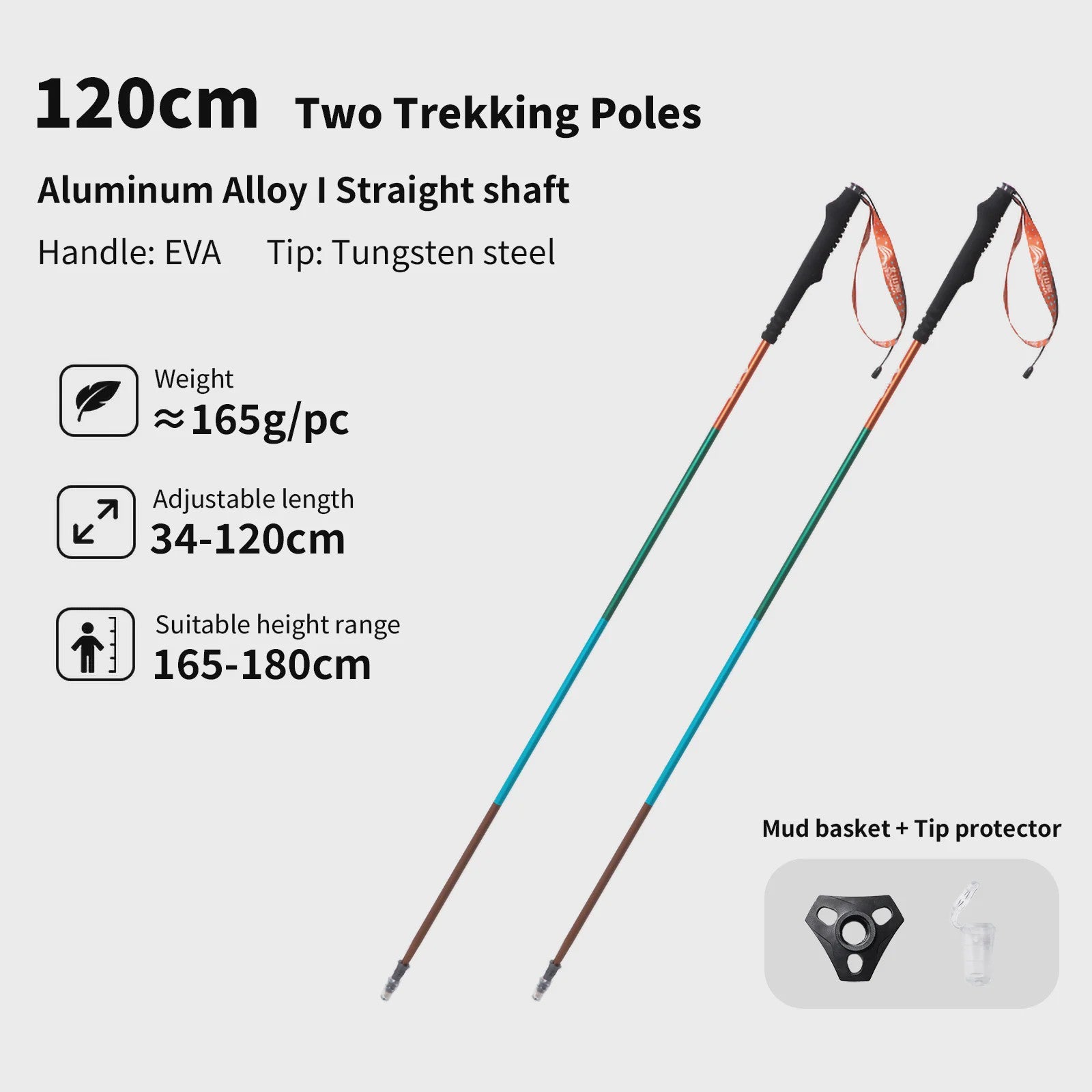 BISINNA Ultralichte Aluminium Trekkingstokken - Opvouwbaar & Verstelbaar