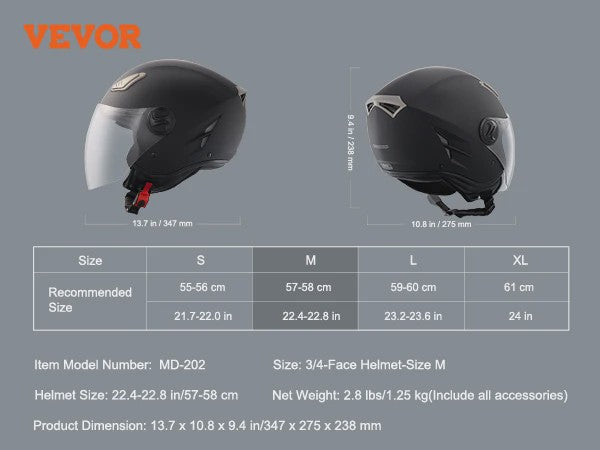 SucceBuy 3/4 Motorhelm - ABS & Hoge Dichtheid met Verwisselbaar Vizier