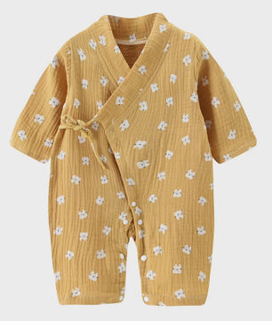 Mousseline Katoen Romper met Lange Mouwen voor Baby's (0-24M) - Unisex Jumpsuit voor Jongens & Meisjes