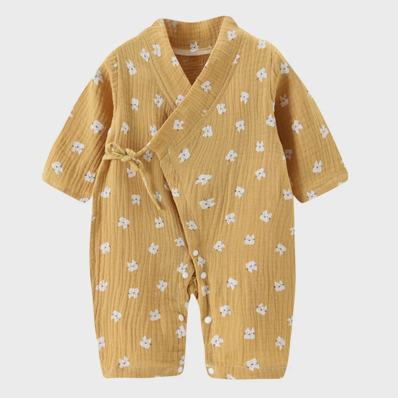 Mousseline Katoen Romper met Lange Mouwen voor Baby's (0-24M) - Unisex Jumpsuit voor Jongens & Meisjes