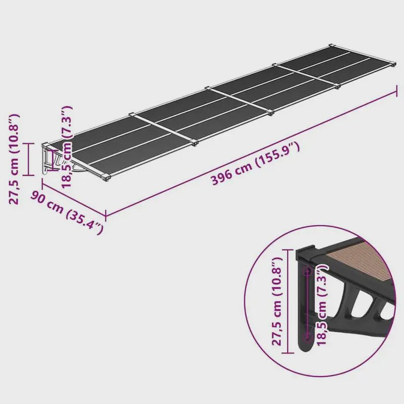 Polycarbonaat Deur Luifel met Aluminium & ABS Frame - Weerbestendig en Eenvoudig te Installeren
