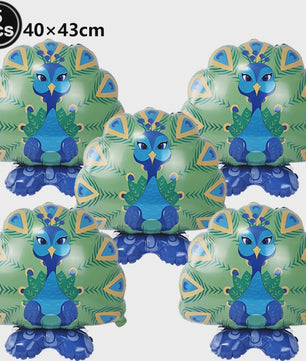 Jungle Dieren Ballondecoratie Set - Struisvogel, Gorilla, Toucan & Pauw voor Feestjes