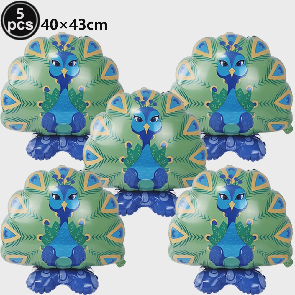 Jungle Dieren Ballondecoratie Set - Struisvogel, Gorilla, Toucan & Pauw voor Feestjes