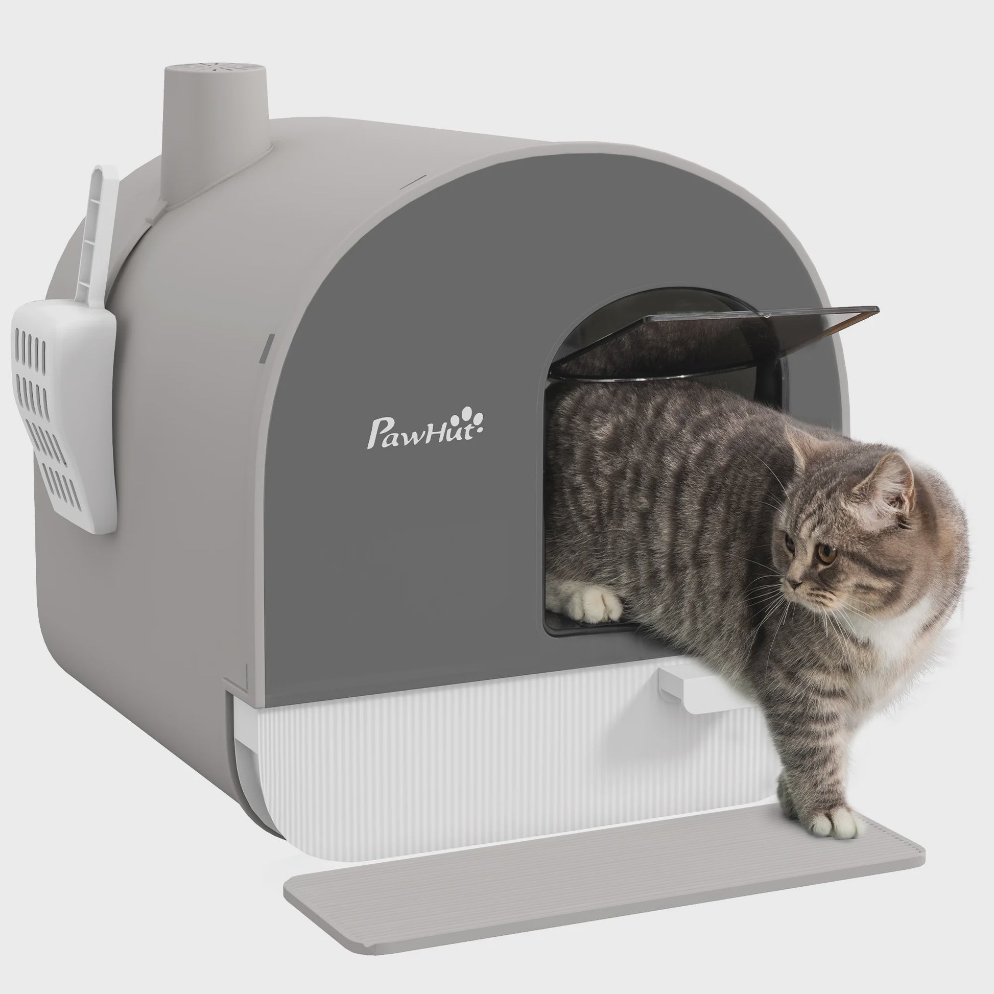 PawHut Gesloten Kattenbak met Lade, Schep en Mat - 43x44x47cm