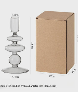 Nordic Glazen Kandelaar met Bubbel Design - Transparant Gekleurd