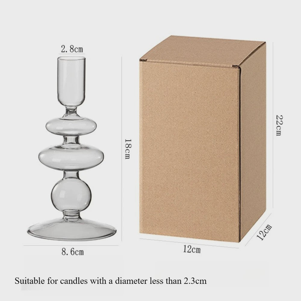 Nordic Glazen Kandelaar met Bubbel Design - Transparant Gekleurd