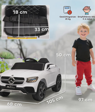 Elektrische Kinderauto 12V met Afstandsbediening, LED, Muziek & 3 Snelheden - Wit