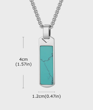 Vnox Heren Turquoise Hanger Ketting - RVS Boxketting, Vintage Stijl