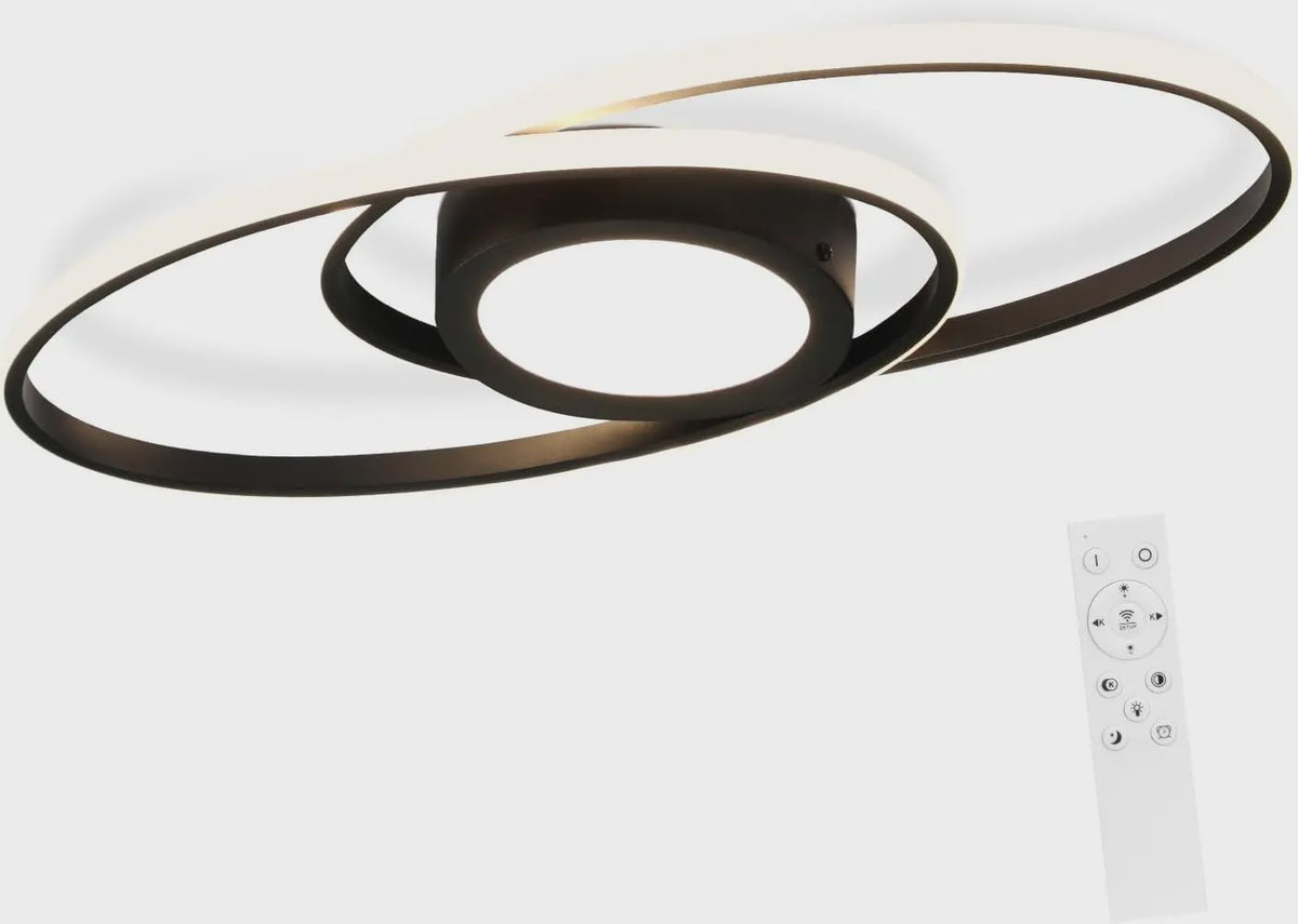 Moderne Zwarte LED Plafondlamp 48W Dimbare met Afstandsbediening & Kleurtemperatuur 3000K-6500K