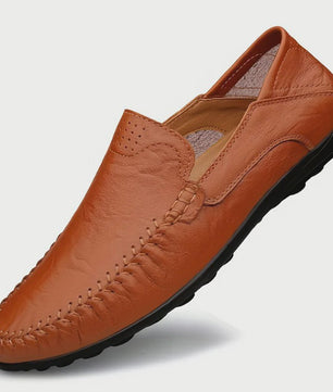 CLOHOO Heren Casual Schoenen - Comfortabel Leer met Ademende Stiksels en Rubberen Zool