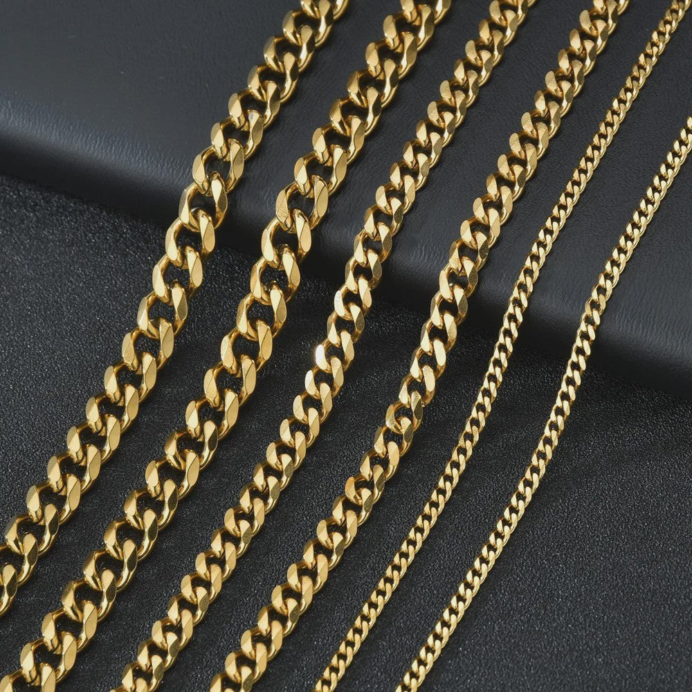 RVS Curb Cuban Kettingen - 3, 5, 7mm Breed - Zwart & Goudkleurig - Heren & Dames