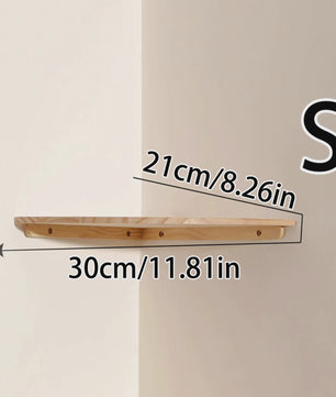 Set van 3 Houten Hoekplanken - Drijvende Wandplanken met Golvende Rand