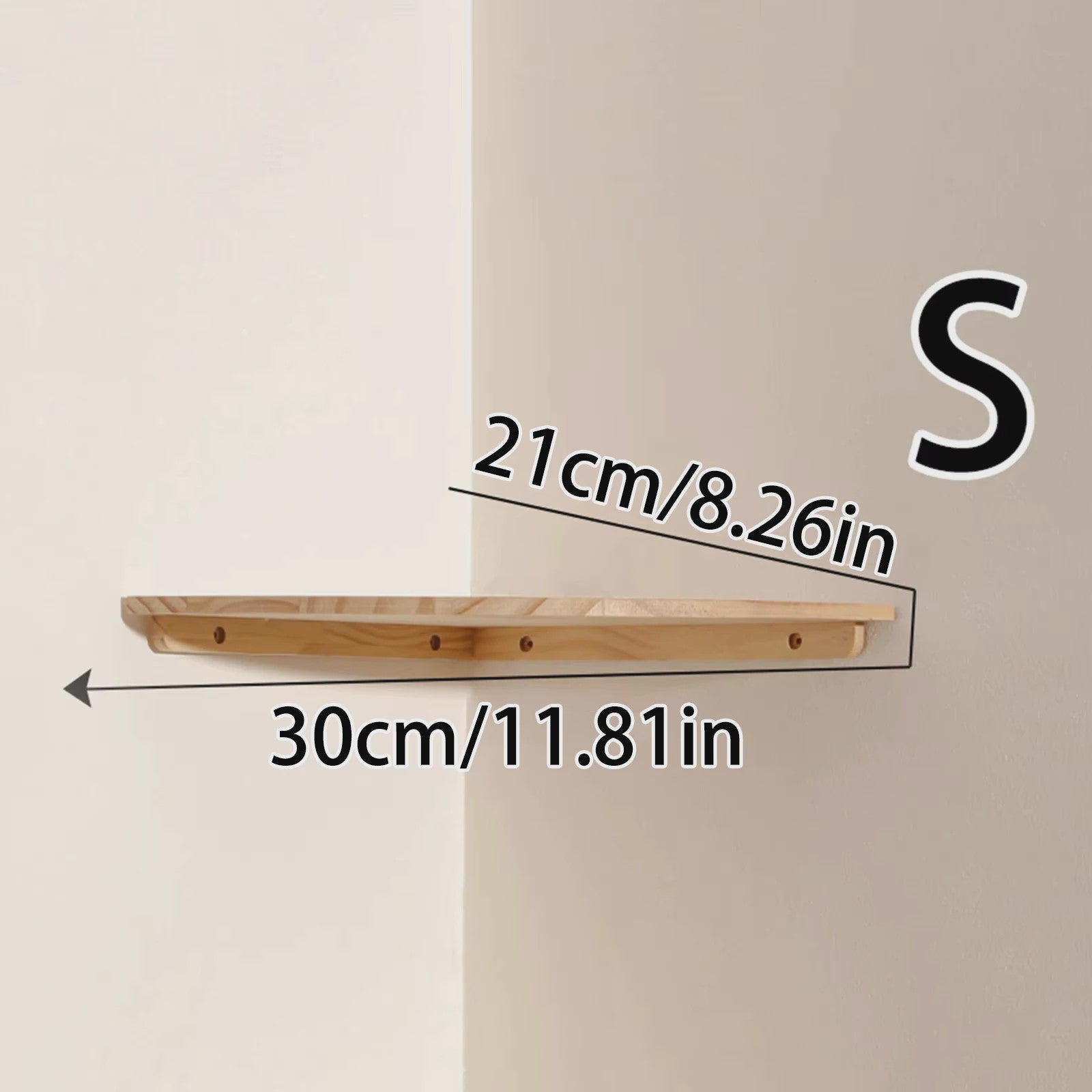 Set van 3 Houten Hoekplanken - Drijvende Wandplanken met Golvende Rand