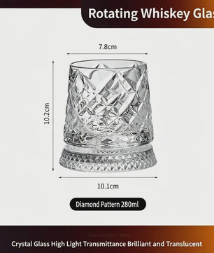 Draaibaar Kristallen Whiskey Glas - 280ml Premium Tumbler voor Cocktails & Feesten