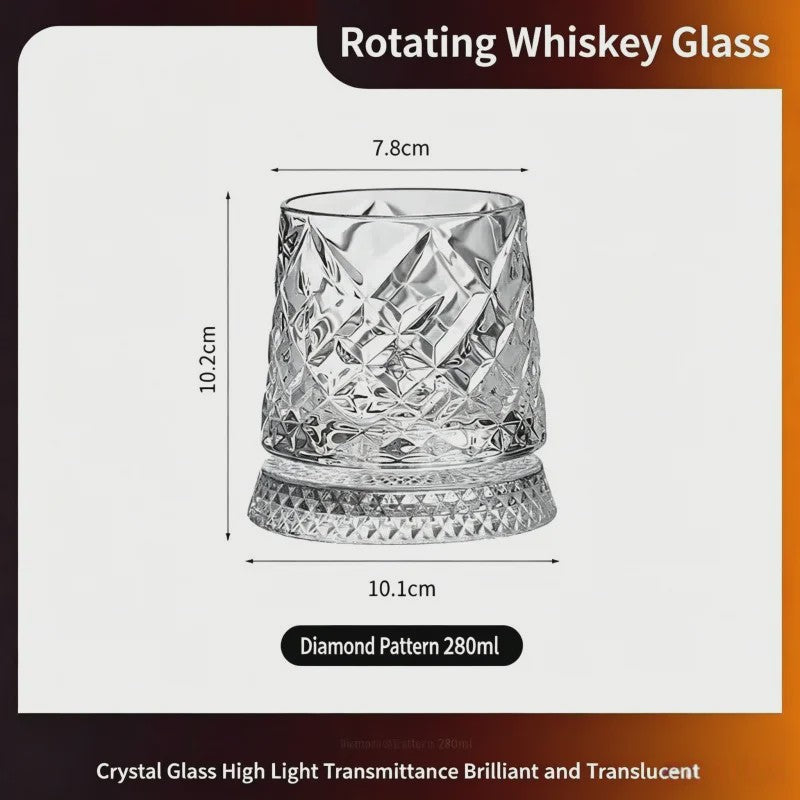 Draaibaar Kristallen Whiskey Glas - 280ml Premium Tumbler voor Cocktails & Feesten