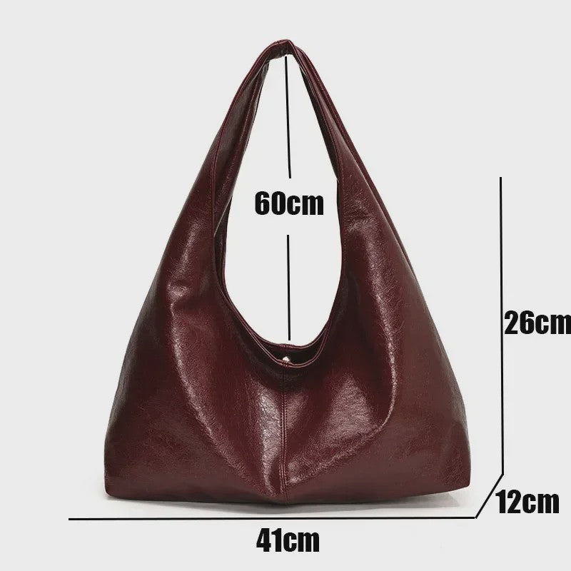 Luxe Grote Zwarte Hobo Schoudertas van Zacht PU Leer - Stijlvolle Dames Shopper en Reistote