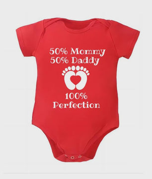 Baby Romper met Tekst: 50% Mama, 50% Papa, 100% Perfectie