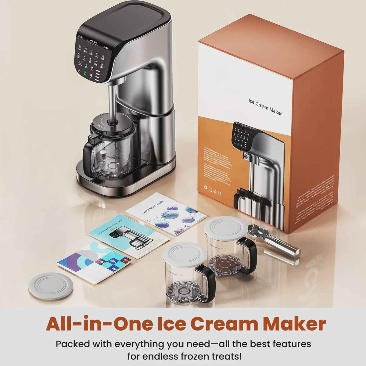 Automatische IJsmachine 12-in-1: Maak IJsl, Sorbet, Frozen Yogurt & Smoothies