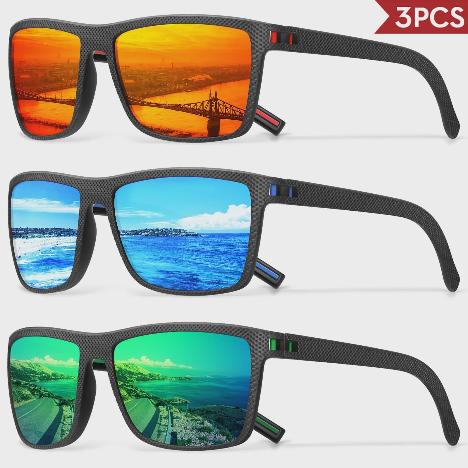 Designer Polarized Zonnebrillen Set voor Heren & Dames | UV400 Bescherming | Ideaal voor Buitenactiviteiten