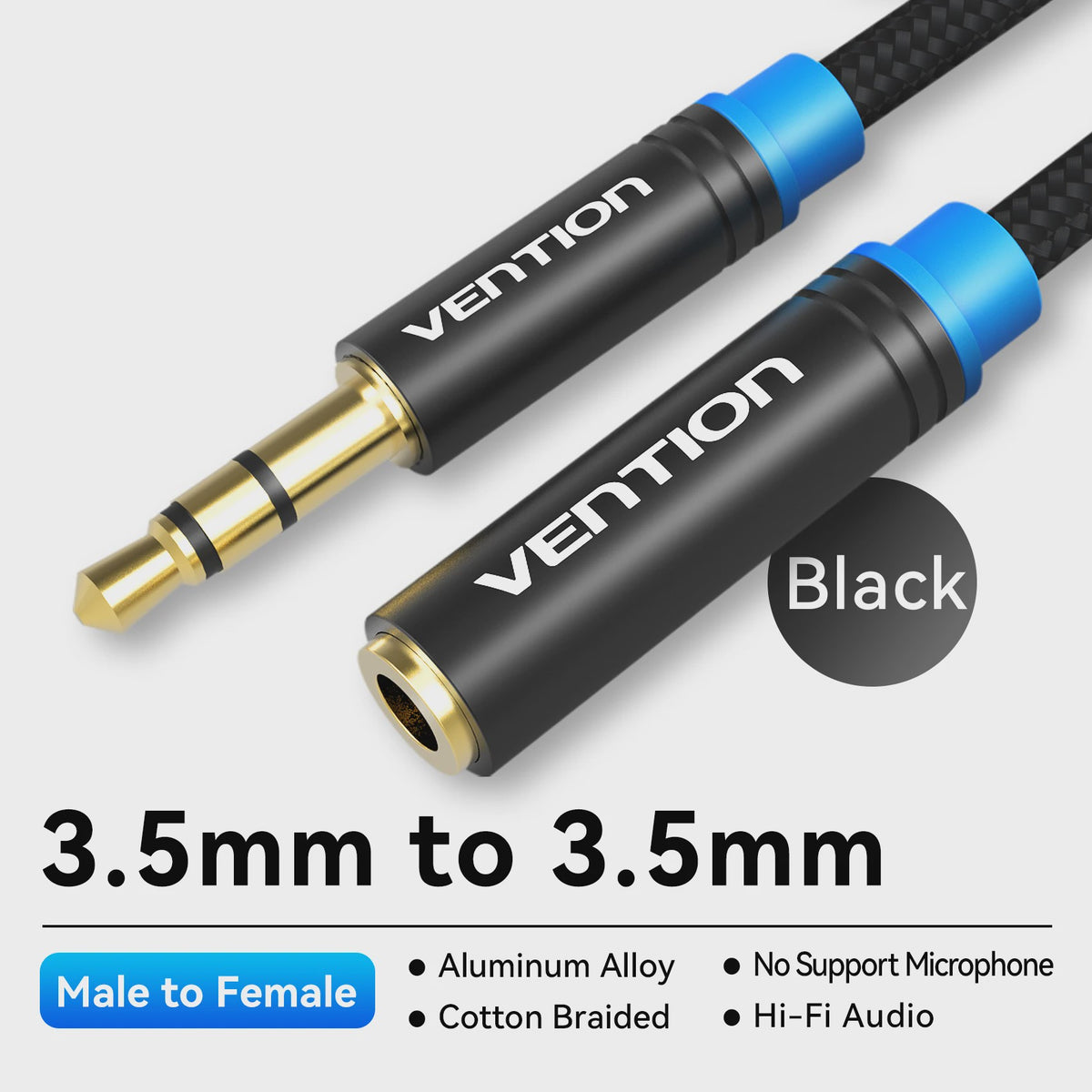 Vention 3.5mm AUX Verlengsnoer - Stereo Audio Kabel voor Auto, Laptop, PC, TV