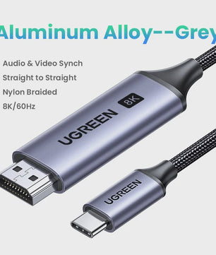 UGREEN USB-C naar HDMI 2.1 Kabel - 8K@60Hz, 4K@120Hz voor MacBook, iMac, iPad Pro, Samsung Galaxy