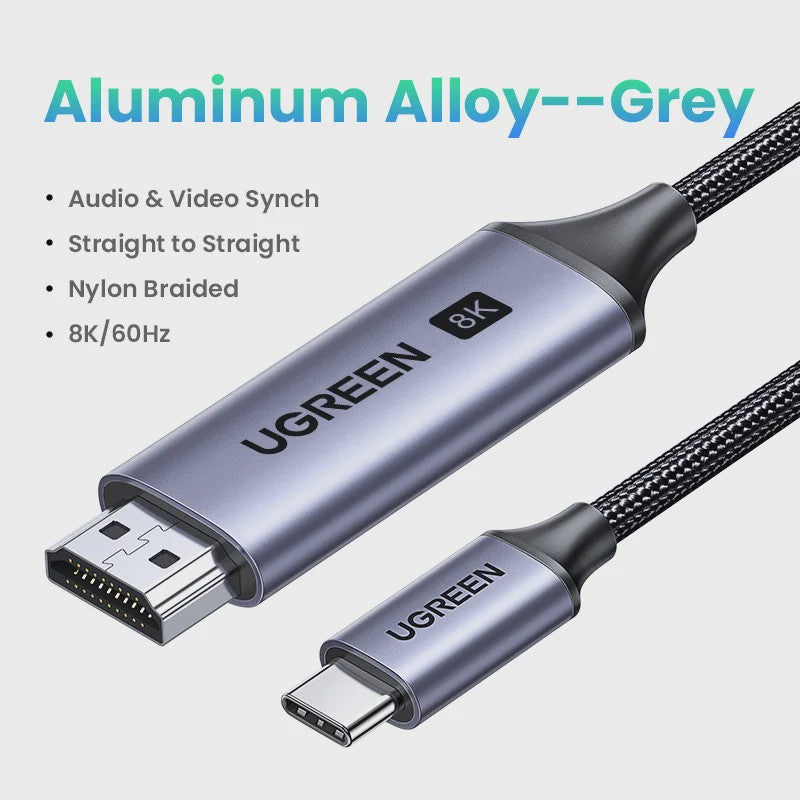 UGREEN USB-C naar HDMI 2.1 Kabel - 8K@60Hz, 4K@120Hz voor MacBook, iMac, iPad Pro, Samsung Galaxy