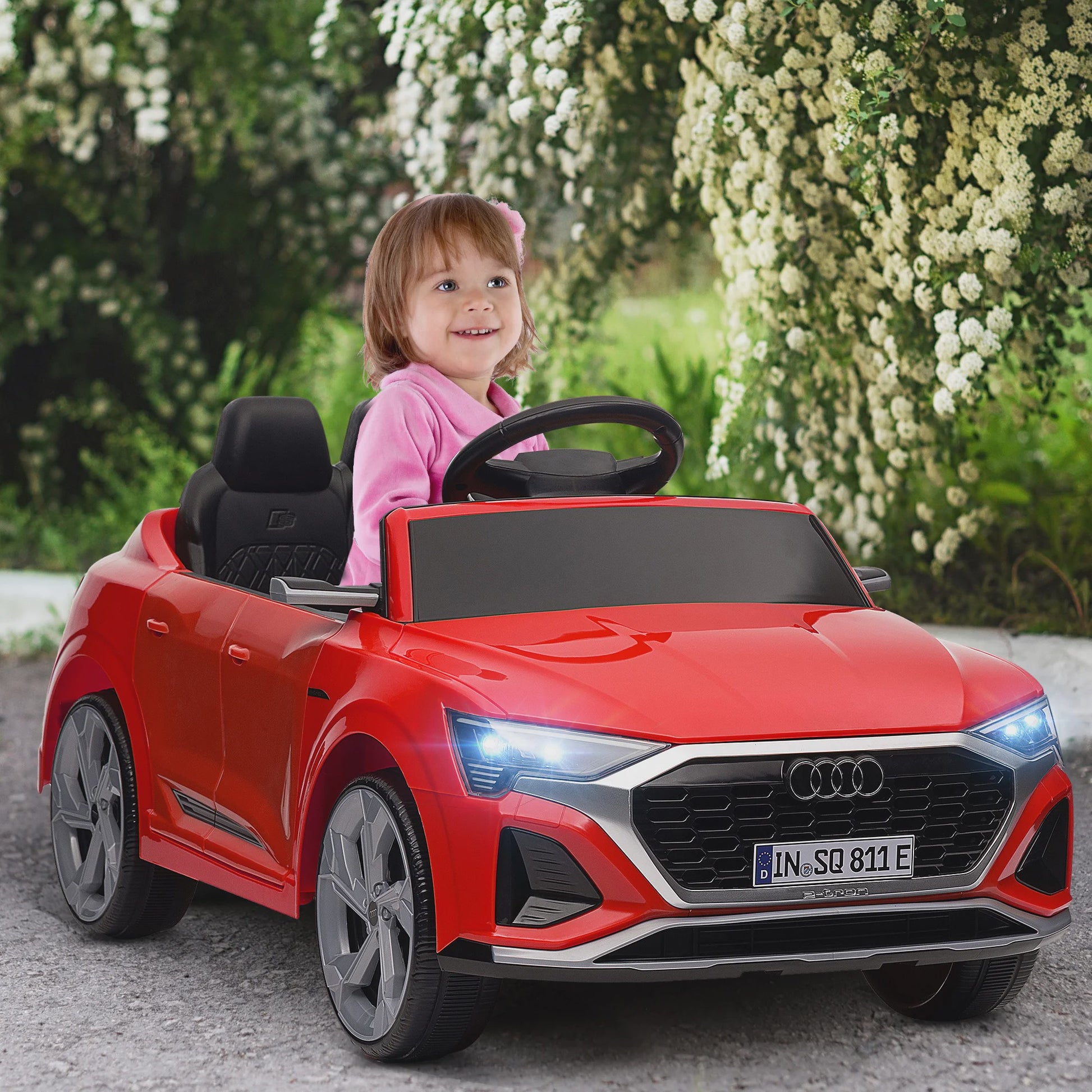 Elektrische Kinderauto Audi Q8 E-tron Sportback - Licentie, Afstandsbediening, Licht & Geluid - Grijs