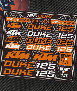 KTM "Ready To Race" Motor Stickers Set - Logo's & Decals voor Duke, RC390, Adventure