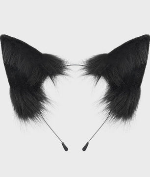 Handgemaakte Wolfsoren Haarband - Verstelbaar & Zacht voor Cosplay, Halloween & Feesten