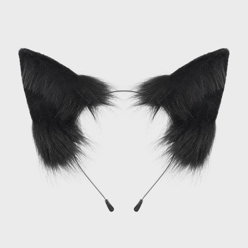 Handgemaakte Wolfsoren Haarband - Verstelbaar & Zacht voor Cosplay, Halloween & Feesten