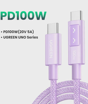 UGREEN UNO USB-C naar USB-C Kabel - 100W PD Snelladen & Data - 0.5-3M