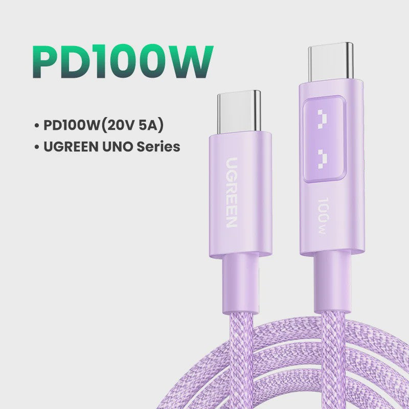 UGREEN UNO USB-C naar USB-C Kabel - 100W PD Snelladen & Data - 0.5-3M