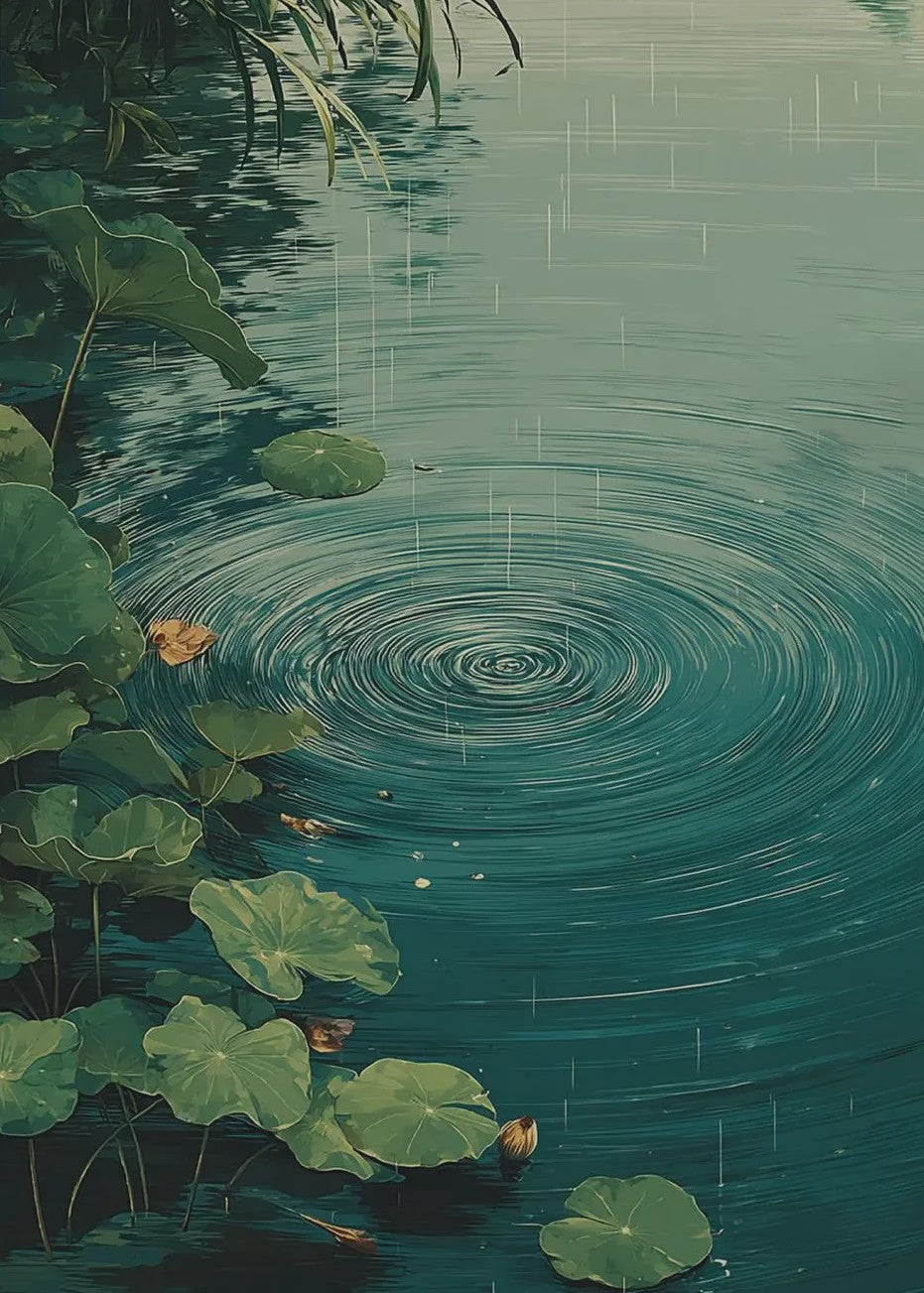 Japanse Canvas Poster: Zen Bos, Koi Vis & Kraanvogel - Sfeervolle Wanddecoratie