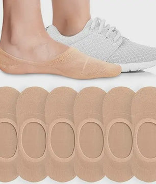 6/8 Paar Invisible Sokken Dames - Ademend Katoen, Antislip & Dunne Sneakersokken